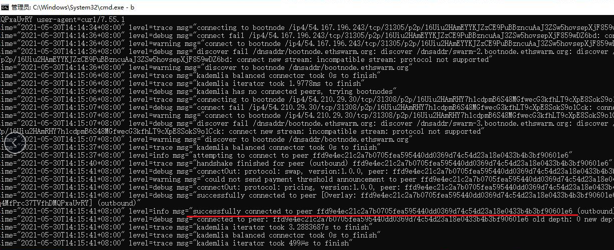 以太坊swarm bee节点0.53版本新建节点用自定义节点握手启动